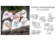 Stickserie ITH - Herzen mit Anhänger Weihnachtswünsche